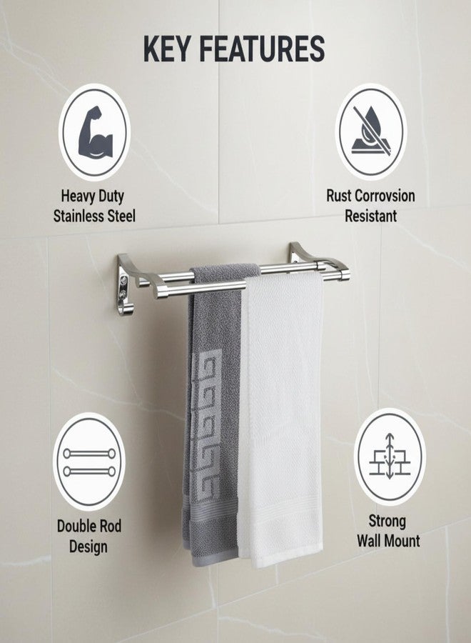 Filox 24 Inch Stainless Steel Double Towel Rod | Durable Wall Mounted Towel Hanger/Bar for Bathroom | Rust-Proof Home Bathroom Accessory - Image 4